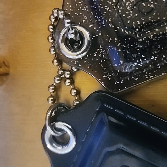 Coach Glittery Black and Solid Black Hang Lg. Tags 3.5" by 1.75" - Picture 9 of 10
